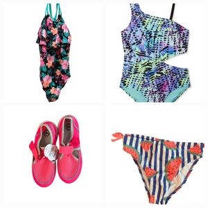 NEW Girls Swimwear and Water Shoes LOT of Four Size 6-6x